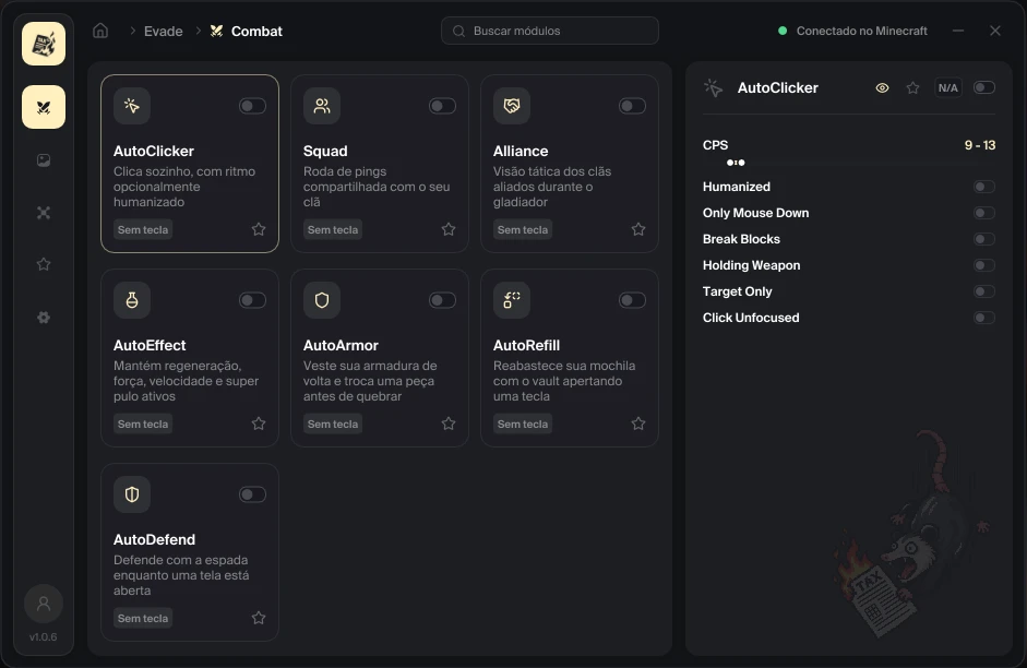 Interface do Evade Clicker